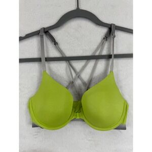 Victoria's Secret Racerback Demi Bra 32C Front Close‎ Green Gray